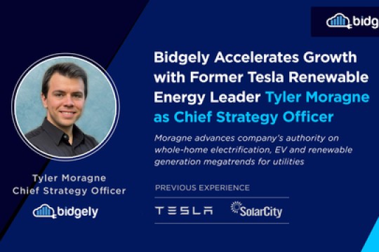 Bidgely تسرِّع وتيرة النمو مع تعيين Tyler Moragne، رائد الطاقة المتجددة السابق في شركة Tesla، في منصب الرئيس التنفيذي لقطاع الاستراتيجيات