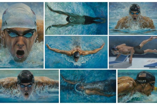 الكشف عن مجموعة "الثمانية الذهبية" من لوحات Michael Phelps الموقّعة لأول مرة قِبل دورة الألعاب الأولمبية الصيفية لعام 2024