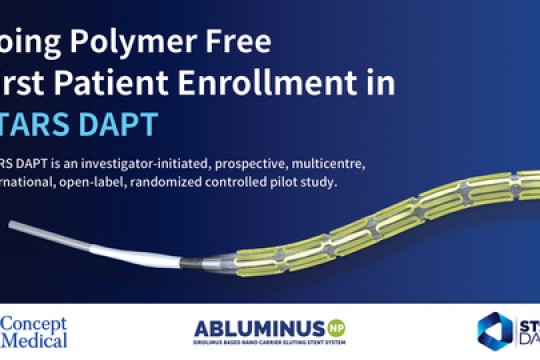 شركة Concept Medical تعلن عن تسجيل أول دفعة من المرضى في تجربة STARS DAPT السريرية العشوائية التي تقيم دعامة Abluminus NP الخالية من البوليمر والمفرزة للدواء (DES)