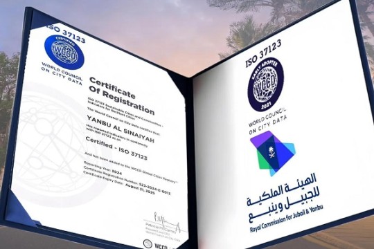 Royal Commission for Jubail and Yanbu gets sustainable cities certification
